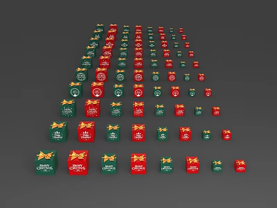 Window Display Design With Red Green Gift Boxes And Golden Bows Decorative Arrangement 3d model