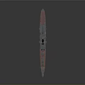 Detailed Warship Model With Gray Hull Red Bottom And Military Turrets