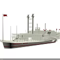 Vintage Steamship Model Featuring Multiple Decks Red Flags Smokestacks And White Hull