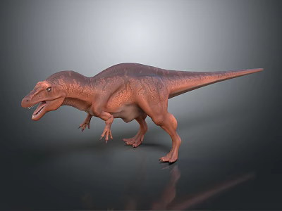 3D Render of Brown Tyrannosaurus Dinosaur in Standing Pose with Gray Gradient Background 3d model