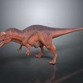 3D Render of Brown Tyrannosaurus Dinosaur in Standing Pose with Gray Gradient Background