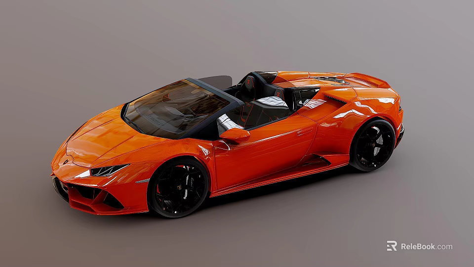 Orange Convertible Sports Car With Sleek Design And Black Wheels Open Top 3d model 