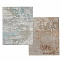 Two Square Rugs Featuring Blue Gray And Brown Gray Abstract Textured Patterns 3d model