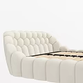 Elegant Cream White Double Bed With Tufted Headboard And Modern Upholstered Design
