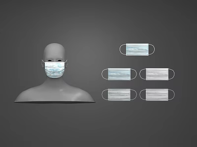 Mannequin Head Wearing Face Mask With Multiple Disposable Masks 3d model