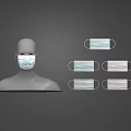 Mannequin Head Wearing Face Mask With Multiple Disposable Masks