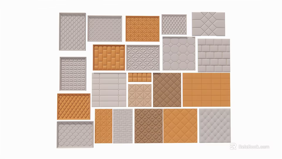 Diverse Upholstered Panels In Multiple Colors With Various Textures And Patterns For Home Decor 3d model 