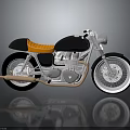 Classic Vintage Motorcycle With Black Body Orange Seat White Wheels And Shiny Exhaust System