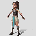 Female Warrior Character with Armor Skirt Leather Boots in Dynamic Pose 3D Design