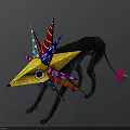 Black Dog With Colorful Paper Art Decorations And Vibrant Spiky Elements