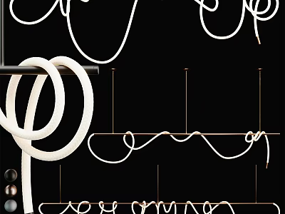 Elegant Modern Chandelier With White Curved Design And Metal Frame 3d model