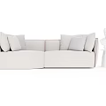 Light Gray L Shaped Double Sofa With Soft Cushions And Side Decorative Statue 3d model