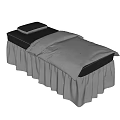Single Bed With Black Headboard White Mattress And Ruffled Skirt Pillow