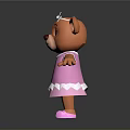 Cute 3D Teddy Bear Character With Pink Dress White Bow And Orange Arms