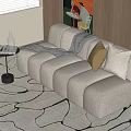 Double sofa multi-person sofa hanging picture side table 3d model