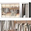 Minimalist Wooden Clothing Display Rack With Hanging Garments Shelves Bags And Shoes