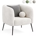 Modern Neutral Beige Accent Chair with Houndstooth Pattern Pillow Round Cushion Black Metal Legs