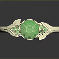 Elegant Silver Ring With Large Green Gemstone And Small Accent Gemstones Intricate Design