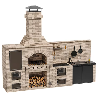 American fireplace country fireplace cabinet earth stove 3d model