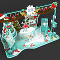 Christmas Photo Check-in Spot With Santa Hat Wreath Gifts And Cake Tower