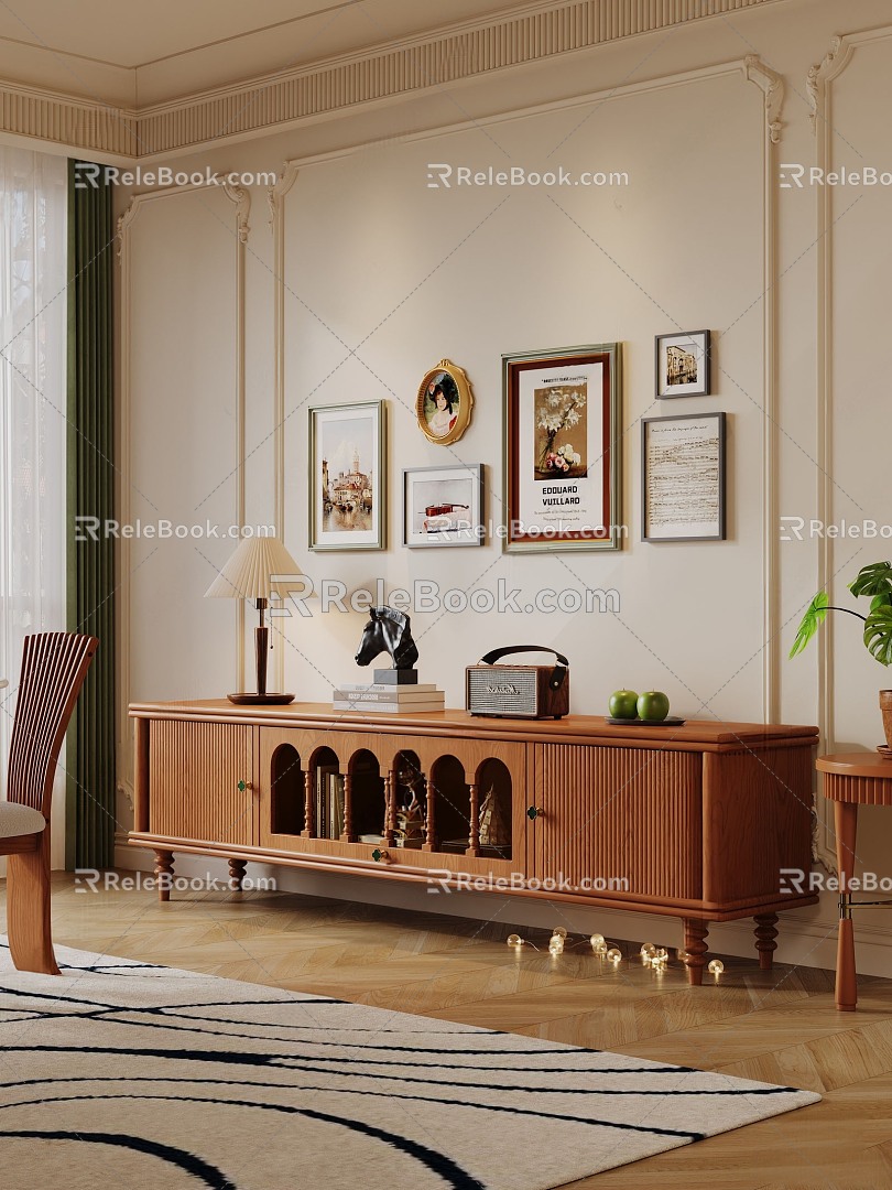 French Retro TV Cabinet Combination Suspension 3d model