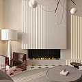 Modern Dining and Living Room Interior With Sofa Dining Table Patterned Flooring And Lighting