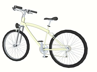 Light Yellow Bicycle With Simple Frame Design Front Light Black Tires Seat And Handlebar 3d model
