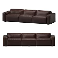Modern Dark Brown Leather Three-Seater Sofa With Sleek Modular Design 3d model