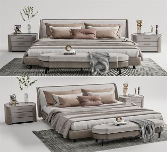 Modern Double Bed 3d model