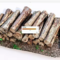 Rustic Stone Wood Logs Stacked With Green Grass On Natural Ground Surface 3d model