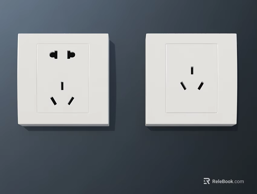 Modern White Double Electrical Switch Sockets For Home Wall Installation 3d model 