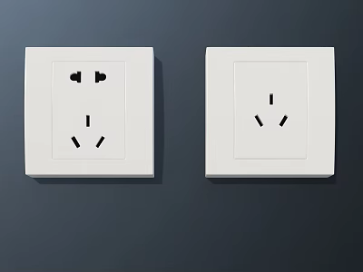 Modern White Double Electrical Switch Sockets For Home Wall Installation 3d model