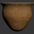 Handwoven Natural Fiber Container With Textured Surface And Wide Rim Design
