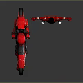 Red Motorcycle With Number 14 And K Logo Next To Figure In Red Outfit