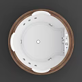 Elegant Modern Round Bathtub With Wooden Frame And White Interior Design