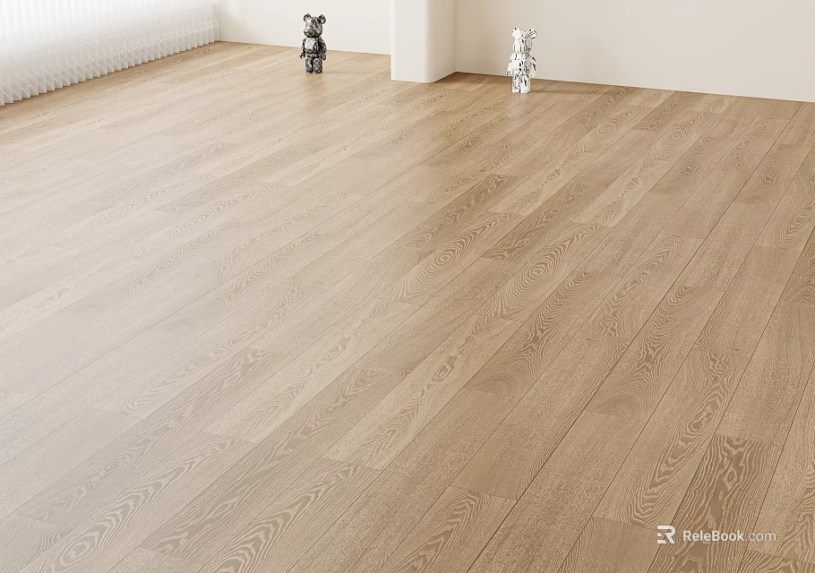 Light Colored Hardwood Flooring With Natural Texture In Minimalist Room 3d model 