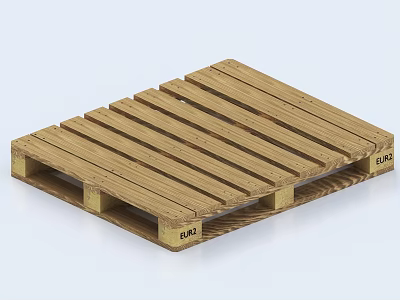 Industrial Wooden Pallet With EUR Mark For Logistics And Transport Applications 3d model