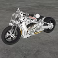 Custom Silver Motorcycle With Black Tires And Industrial Room Setting
