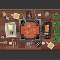 Cozy Dining Table Setup With Hotpot Fresh Food Drinks And Tablet