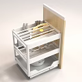 Kitchen Utensils Storage Drawer Organizer With Metal Frame And Wooden Panel
