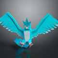 Game Movie Character Blue Bird Like With Spread Wings Low Poly 3D Model Reflective Base