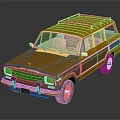 Classic Brown Vintage SUV With Wooden Side Trim And Roof Rack Retro Design