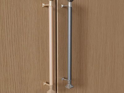 Modern Metal Handles in Brushed Brass and Silver for Wooden Cabinet Doors 3d model