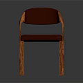 Modern Wooden Frame Chair With Maroon Upholstered Seat And Curved Legs Design