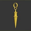 Golden Sculpture with Ring Top Conical Shape Polished Metal Surface on Dark Background with Reflection