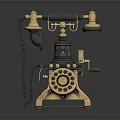 Vintage Rotary Telephone With Gold Accents And Classic Design Details