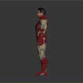 A Man Wearing Red And Gold Iron Man Armor Standing In Gray Background