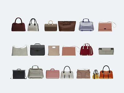 Various Stylish Handbags in Different Colors and Designs for Fashion Accessories 3d model