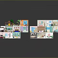 Colorful 3D Miniature House Models With Multiple Rooms And Detailed Interior Furniture