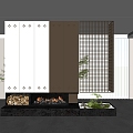 Modern fireplace background wall 3d model